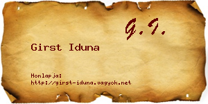 Girst Iduna névjegykártya